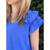 Emmy Double Flutter Sleeve Top - Orchid Blue