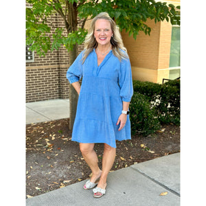 Emery Cotton Gauze Snow Wash Dress - Ocean Blue