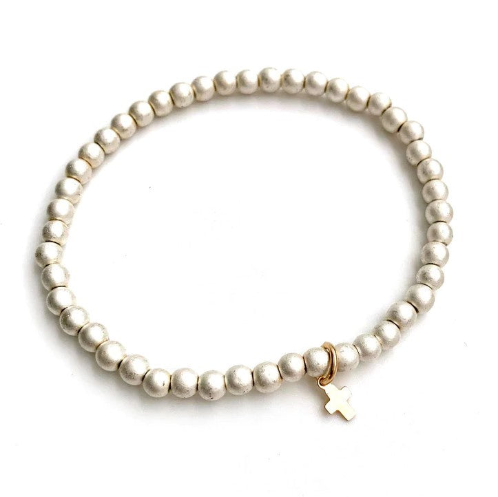 Erin Gray Luxe Cross Bracelet in White