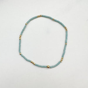 Erin Gray Newport Pale Turquoise Blue and Gold Filled Waterproof Bracelet - 2 mm