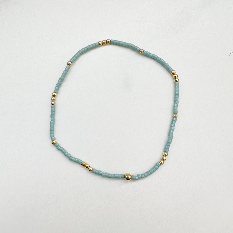 Erin Gray Newport Pale Turquoise Blue and Gold Filled Waterproof Bracelet - 2 mm
