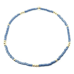 Erin Gray Newport Steel Blue and Gold Filled Waterproof Bracelet - 2 mm