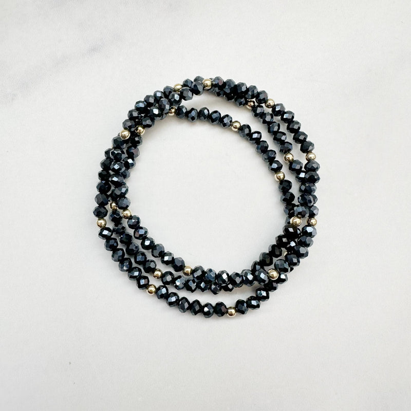 Erin Gray OG Shimmer Bracelet Stack in Metallic Navy and Gold Filled