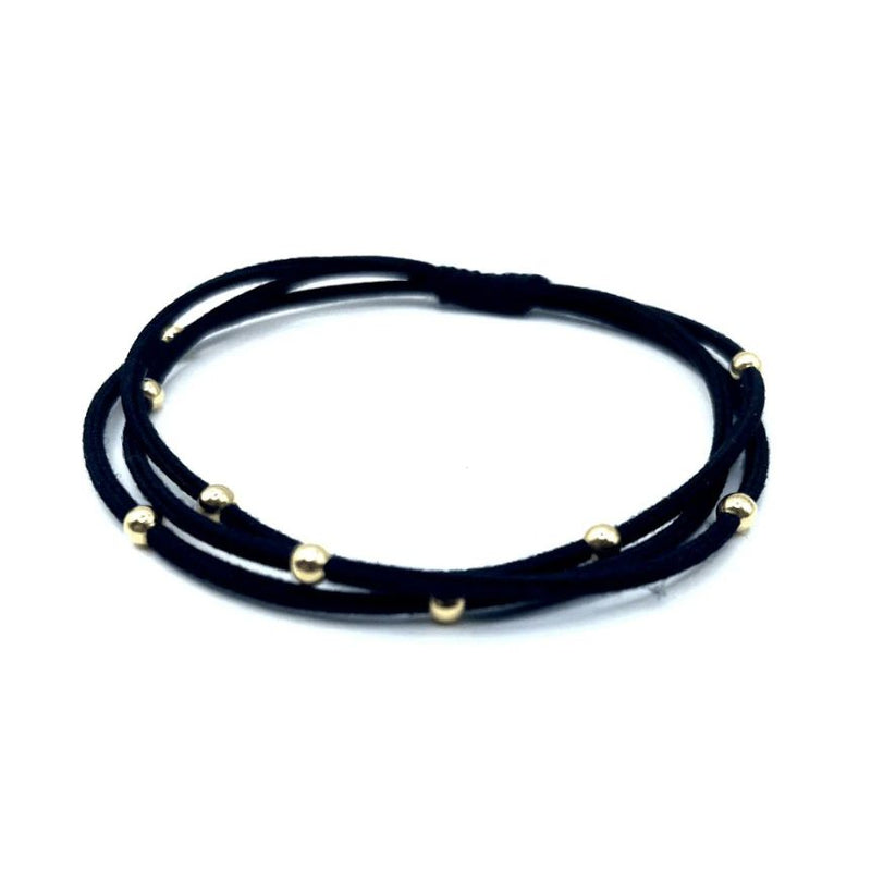Erin Gray Single Water Pony 3mm Gold Waterproof Hair Band - Black