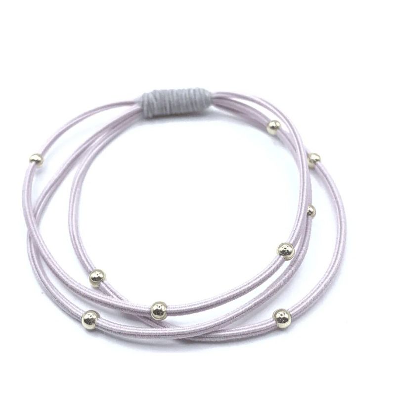 Erin Gray Single Water Pony 3mm Gold Filled Waterproof Hair Band - Pink + Light Gray