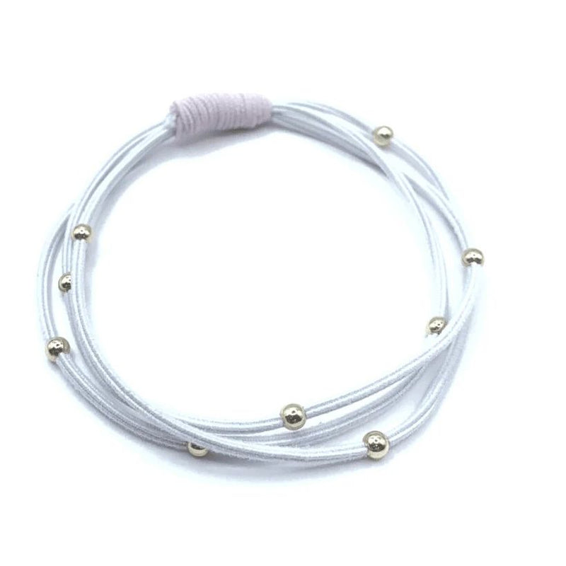 Erin Gray Single Water Pony 3mm Gold Waterproof Hair Band - White + Pink