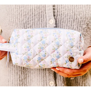 Essentials Quilted Cosmetic Pouch - Petal Parade Blue