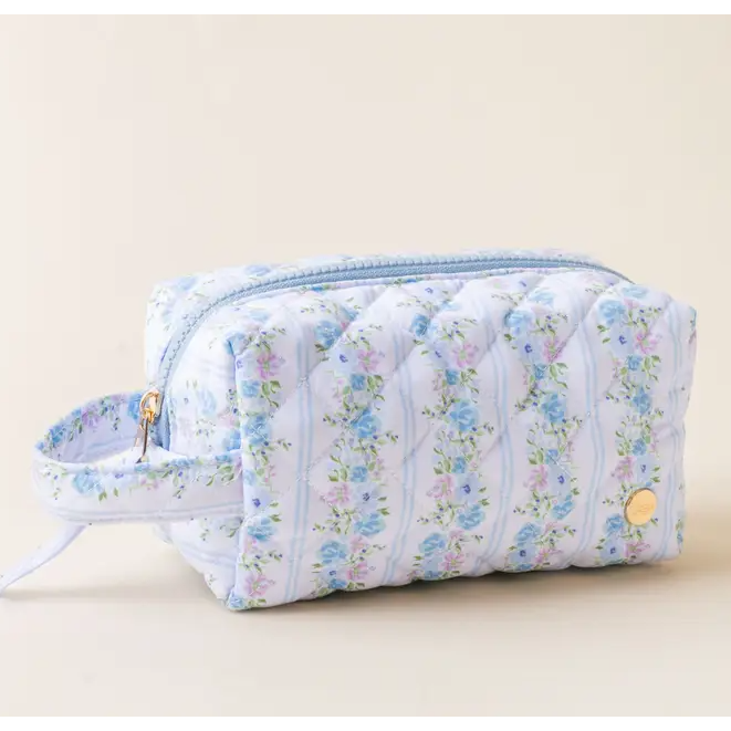 Essentials Quilted Cosmetic Pouch - Petal Parade Blue