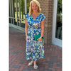 Samantha Tile Printed Midi Dress - Blue Multi