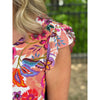 Liverpool Flutter Sleeve Button Front Woven Top - Floral Paradise Multi