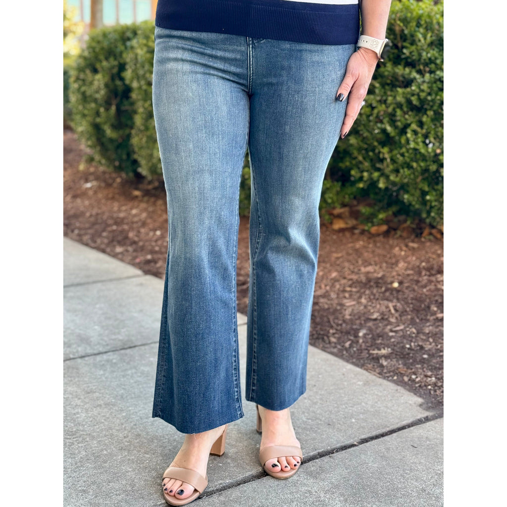 Liverpool Hannah Hi-Rise Crop Flare With Cut Hem - Juniper Valley