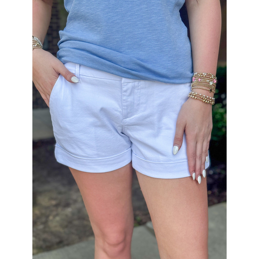 Dear John Mid Rise Hampton Shorts - Optical White