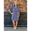 Bruceton Floral Split Neck Dress - Brown/Blue