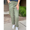 Democracy "Ab"solution Skyrise Relaxed Straight Leg Utility Pants Waist Tie - Forest Moss