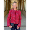 Liverpool Los Angeles Collarless Jacket with Frayed Edges - Red Multi Boucie