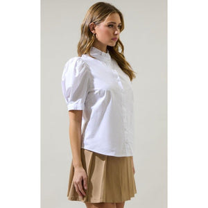 Finley Ruffle Button Down Blouse - White