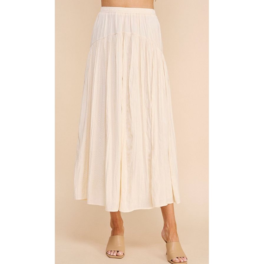 Alicia Flowy Crinkle Sateen Maxi Skirt - Butter Cream