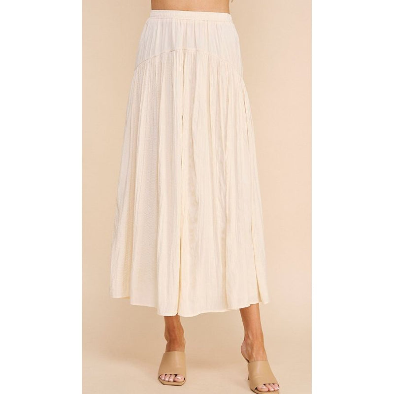 Alicia Flowy Crinkle Sateen Maxi Skirt - Butter Cream
