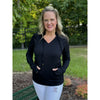 Scarlett Cuffed Sleeve Pullover - Black