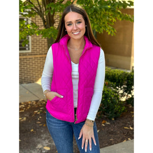 Gracie Puff Vest - Hot Pink