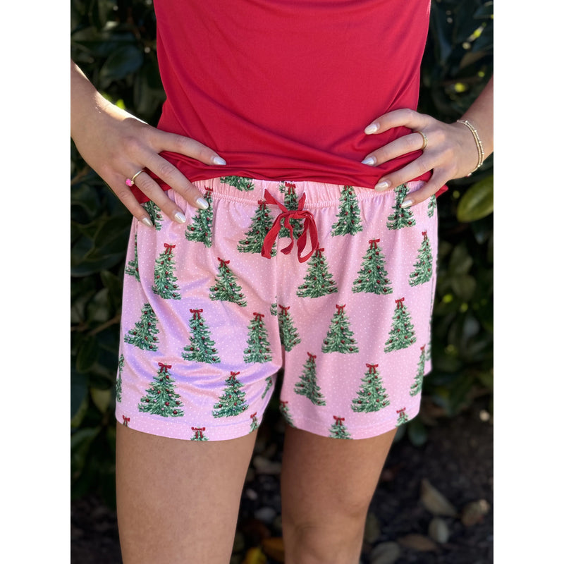 Noelle Tree Sleep Shorts - Light Pink/Multi - FINAL SALE