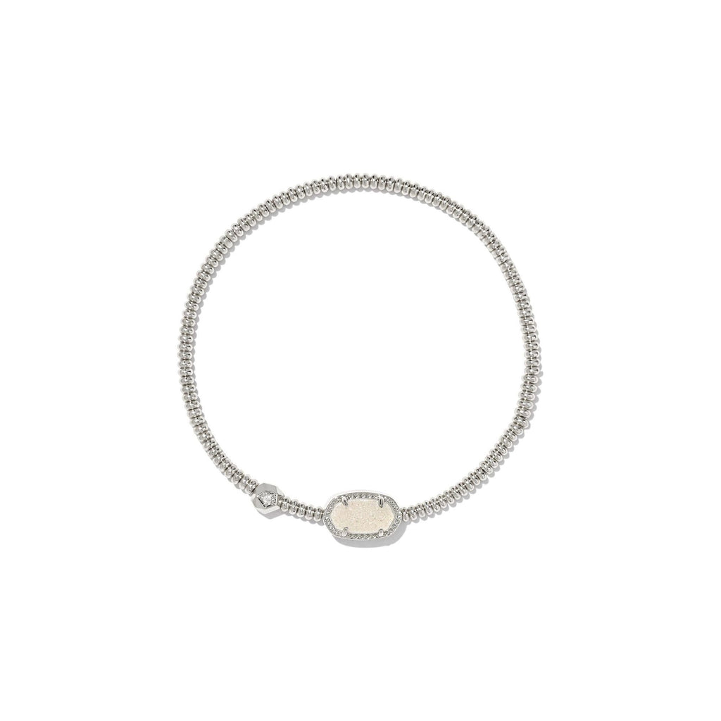 KENDRA SCOTT GRAYSON STRETCH BRACELET SILVER IRIDESCENT DRUSY