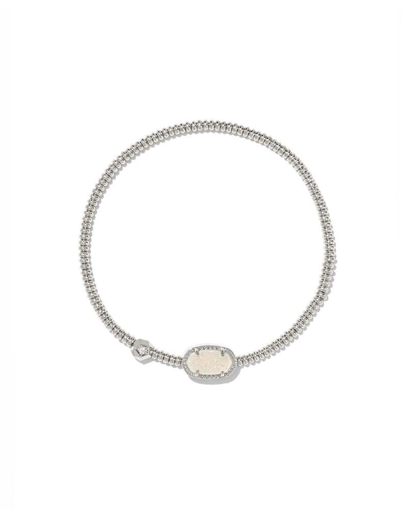 KENDRA SCOTT GRAYSON STRETCH BRACELET SILVER IRIDESCENT DRUSY