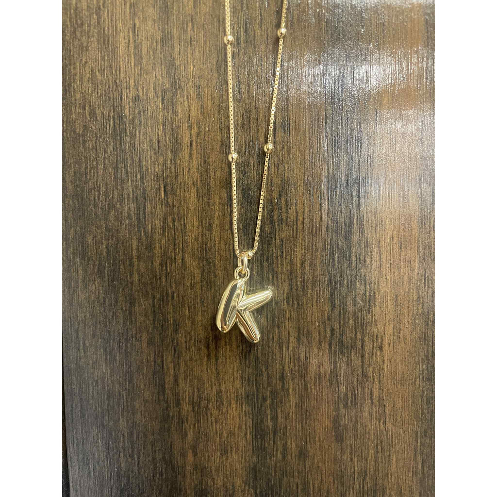 Gold Bubble Initial Necklace - K