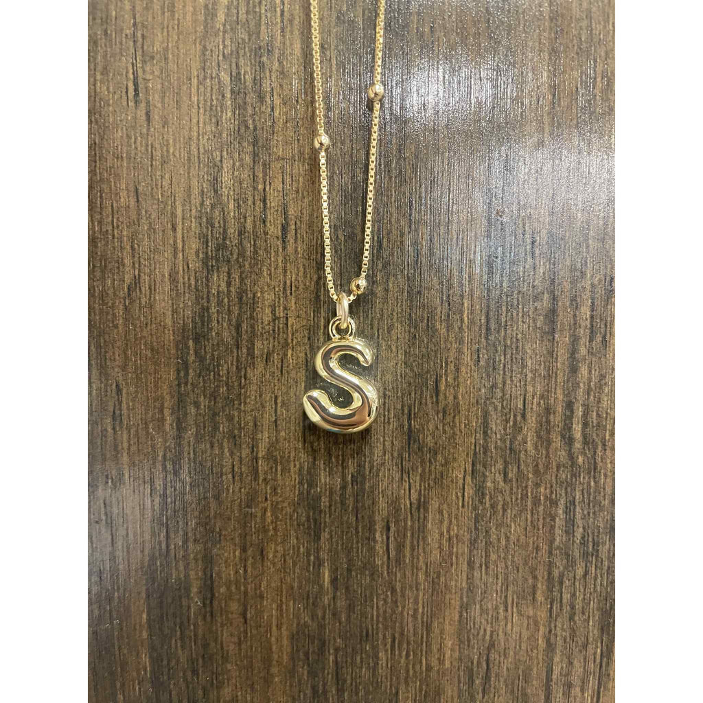 Gold Bubble Initial Necklace - S