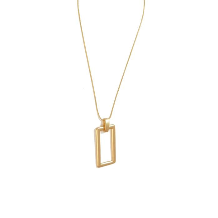 Rectangle Pendant Necklace - Matte Gold