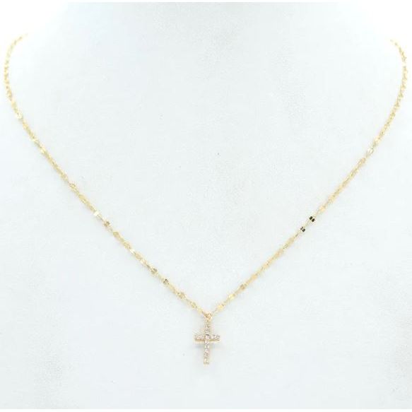 Gold Chain with Rhinestone Cross - Gold