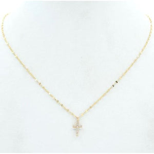 Gold Chain with Rhinestone Cross - Gold
