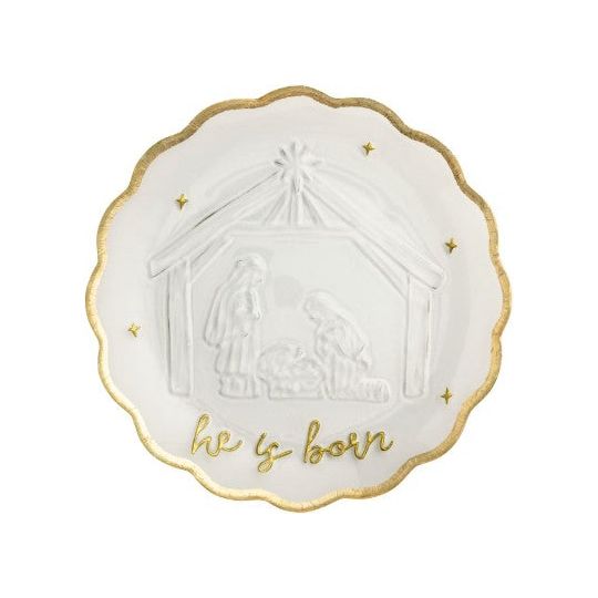 Gold Edge Nativity Platter