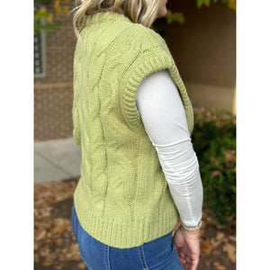 Grace and Lace Cabled Knit Sweater Vest - Ivy