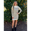 Grace and Lace Striped Sweater Dress - Natural/Black