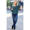 Grace and Lace Boyfriend Slouchy Knit Sweater - Blue Spruce