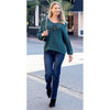 Grace and Lace Boyfriend Slouchy Knit Sweater - Blue Spruce