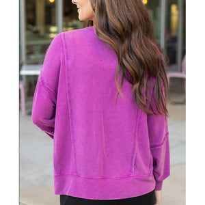 Grace and Lace Mineral Washed Pullover Sweatshirt - Boysenberry