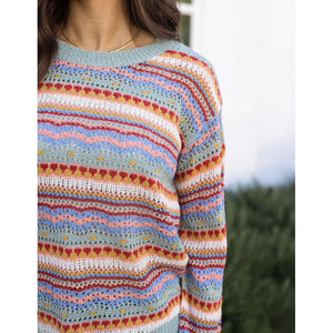 Grace and Lace Striped Sweater - Multi Earthtone