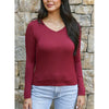 Grace and Lace Modal V-Neck Long Sleeve Tee - Red