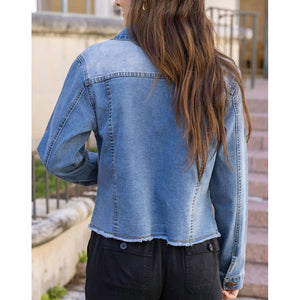 Grace and Lace Soft Wash Denim Jacket - Mid Wash