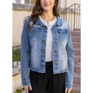 Grace and Lace Soft Wash Denim Jacket - Mid Wash