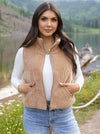 Grace and Lace Corduroy Puffer Vest - Camel