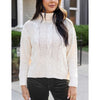 Grace and Lace High Neck Cable Knit Sweater - Ivory