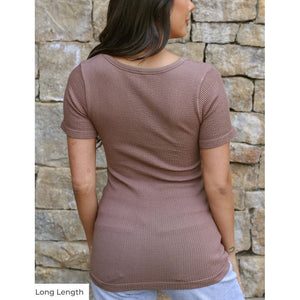 Grace and Lace Long Length Short Sleeve Brami - Taupe