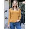 Grace and Lace Modal V-Neck Long Sleeve Tee - Mustard