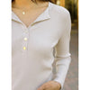 Grace and Lace Ribbed Henley Sweater - Oatmeal