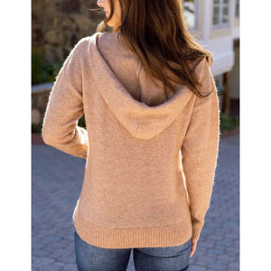 Grace and Lace So Soft Knit Sweater Hoodie - Camel