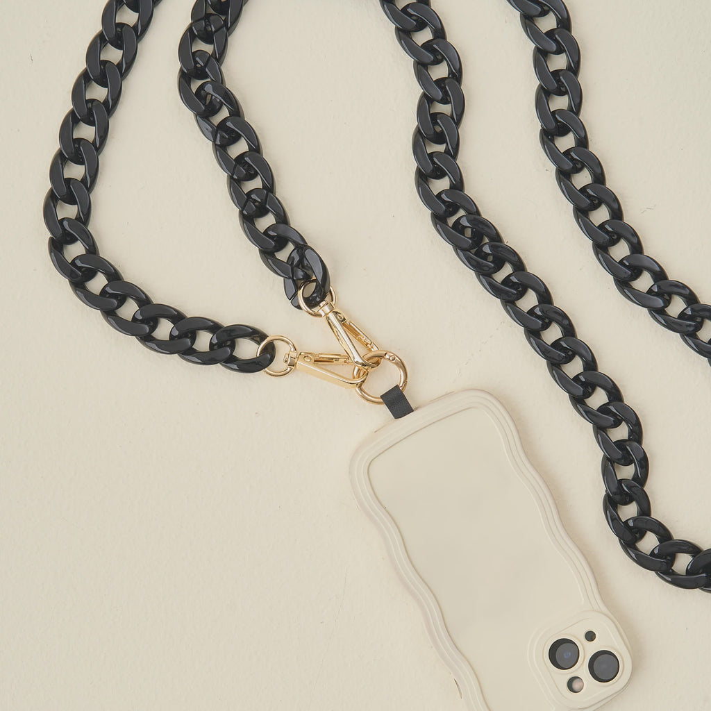 Hold The Phone Crossbody Chain - Midnight Black - FINAL SALE