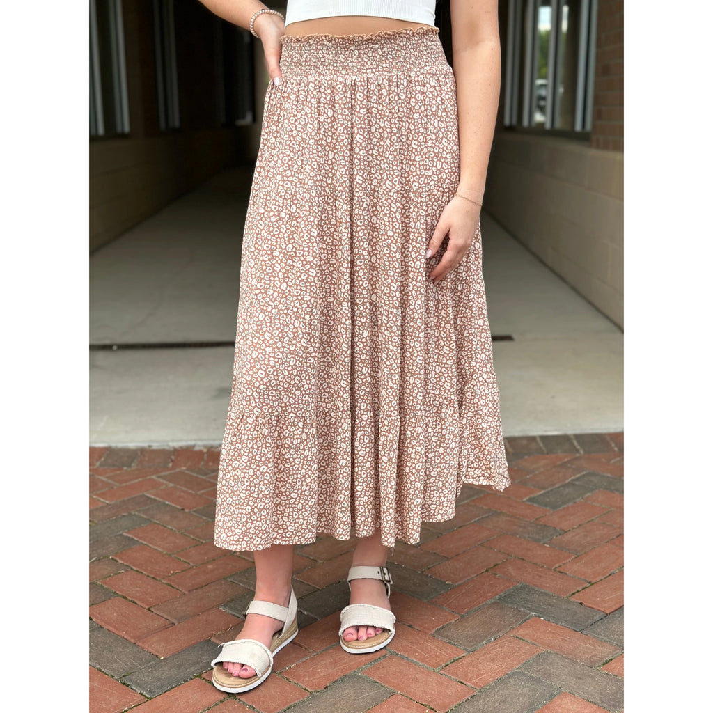 Grace and Lace Go-To Tiered Neutral Mini Cheetah Print Skirt